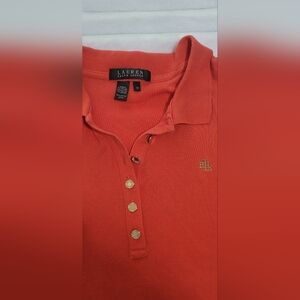 Ralph Lauren Coral Polo with Gold-Tone Buttons